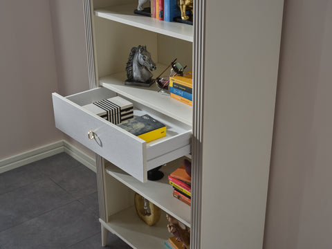 Alya bookshelf with drawers offers ample storage and sleek design for modern interiors.
