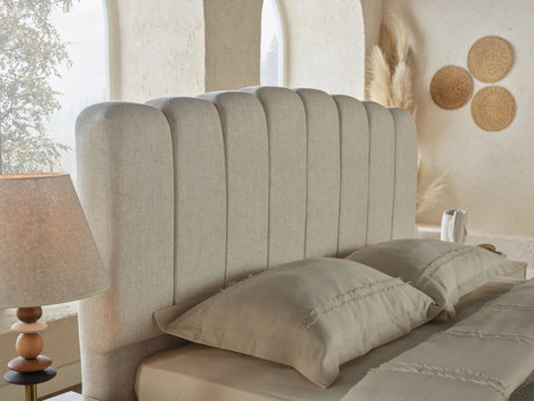 Borneo elegant headboard showcases refined style at London bedroom furniture stores.