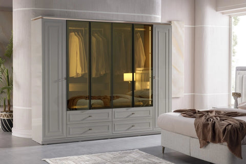 Briella Glazed Wardrobe 6 Doors