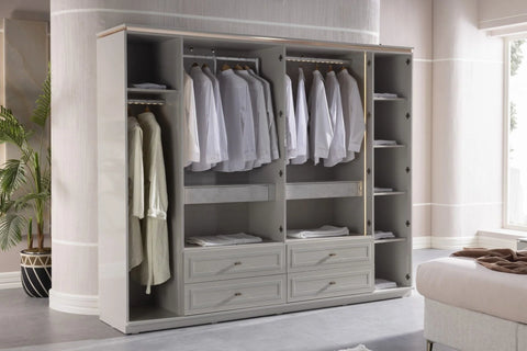 Briella Glazed Wardrobe 6 Doors