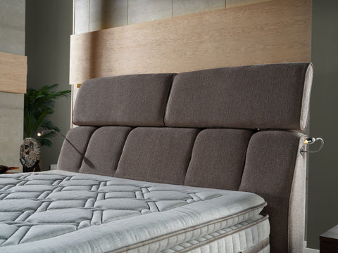 Stylish and durable wool bed headboard, perfect for modern bedroom decor.