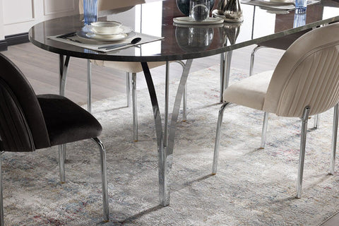 Serra Dining Table (Fixed) + Serra Chair (6234) - Chrome